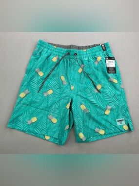 HURLEY MENS PINA VOLLEY LINED SWIM SHORTS PINEAPPLE PRINT
